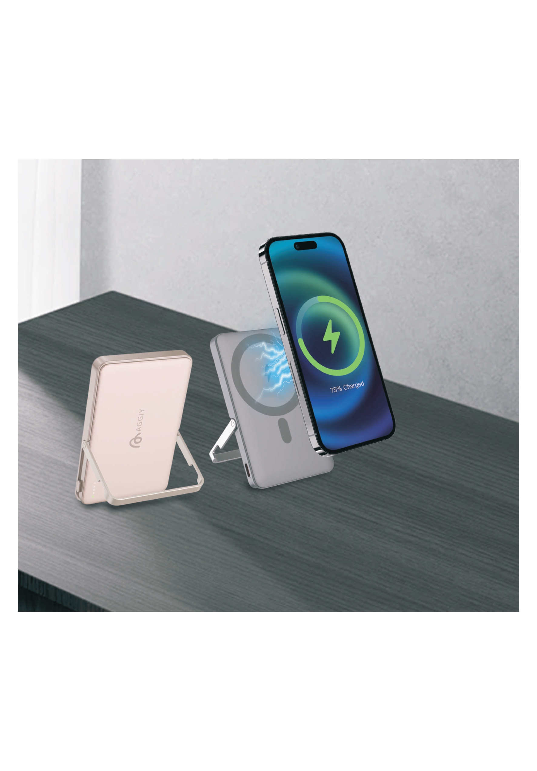 121 (2) Aggiy Charge Tilt 5.000 Mah 15W Powerbank Dijital Ekran Magsafe Hızlı Şarj - Görsel 1